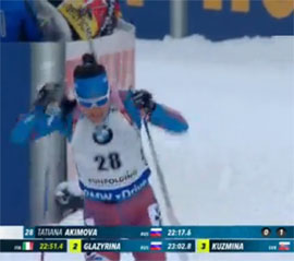 Biatlonnij bolid Kaisi Mjakjarjainen v Rupoldinge bil nedosjagaem dlja stavcshej 15 Tatjani Akimovoj