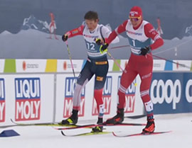 Kak Aleksandru Bolshunovu slomali palku na finishe lyzhnogo marafona na chempionate mira