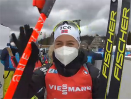 Velikolepnaya Tiril Ekkhoff raduetsya pobede v smeshannoj estafete